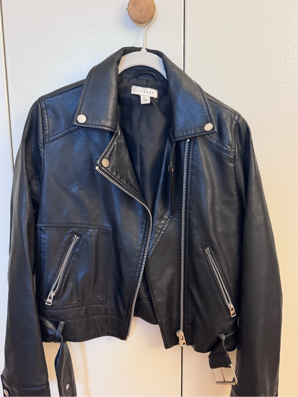 Topshop Faux Black Leather Moto Jacket